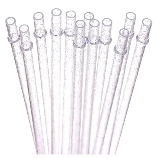 2-pack of Standard Plastic Clear Glitter Straws